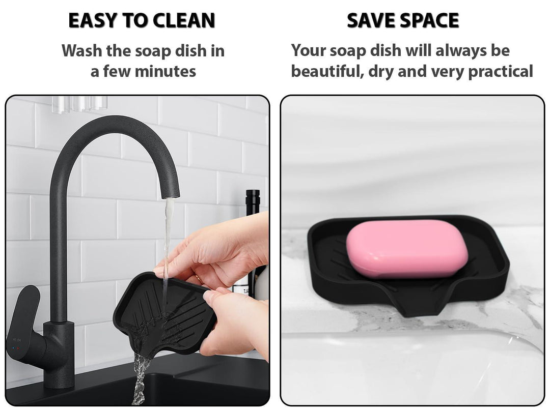 Premium Black Silicone soap Dish   Soap Holder Shower   Innovative