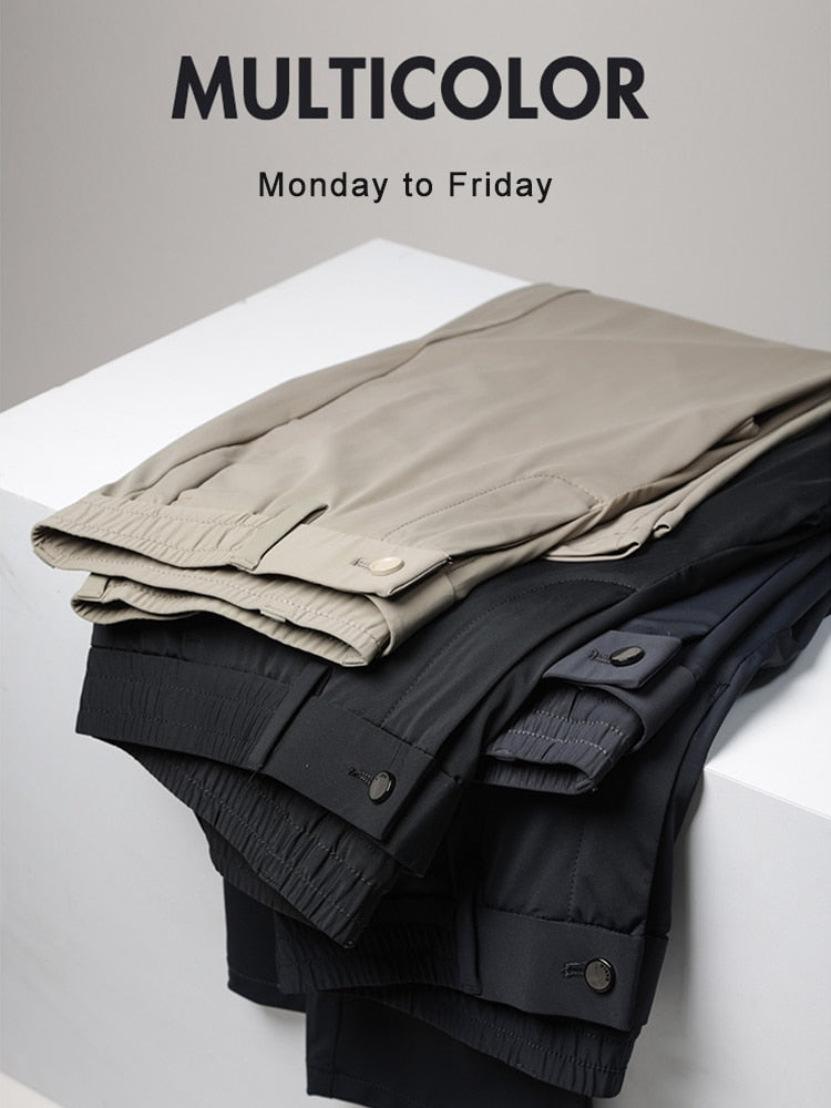 Mens Chino Pants Straight Casual Brand Elastic | Mens Elastic Waist