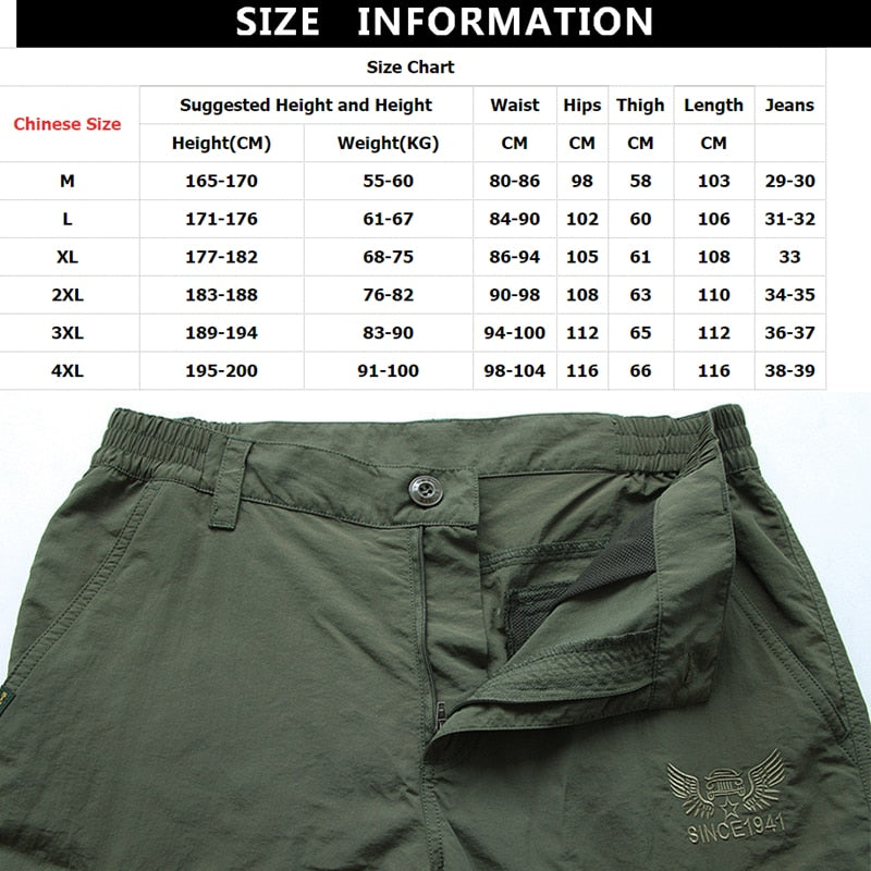 2022 Outdoor Waterproof Tactical Cargo Pants Men Breathable Summer