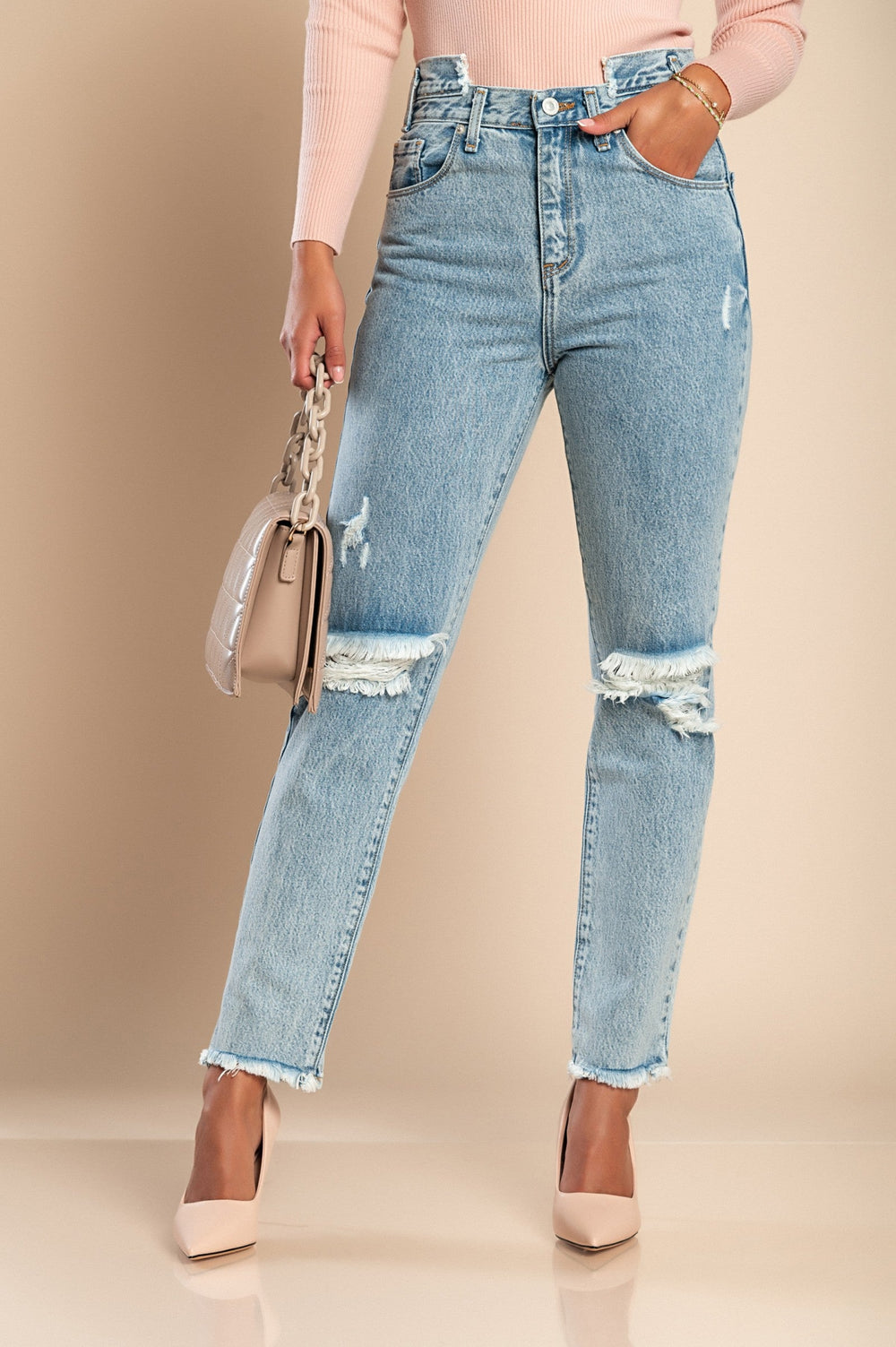 Straight-Leg Jeans, Light Blue