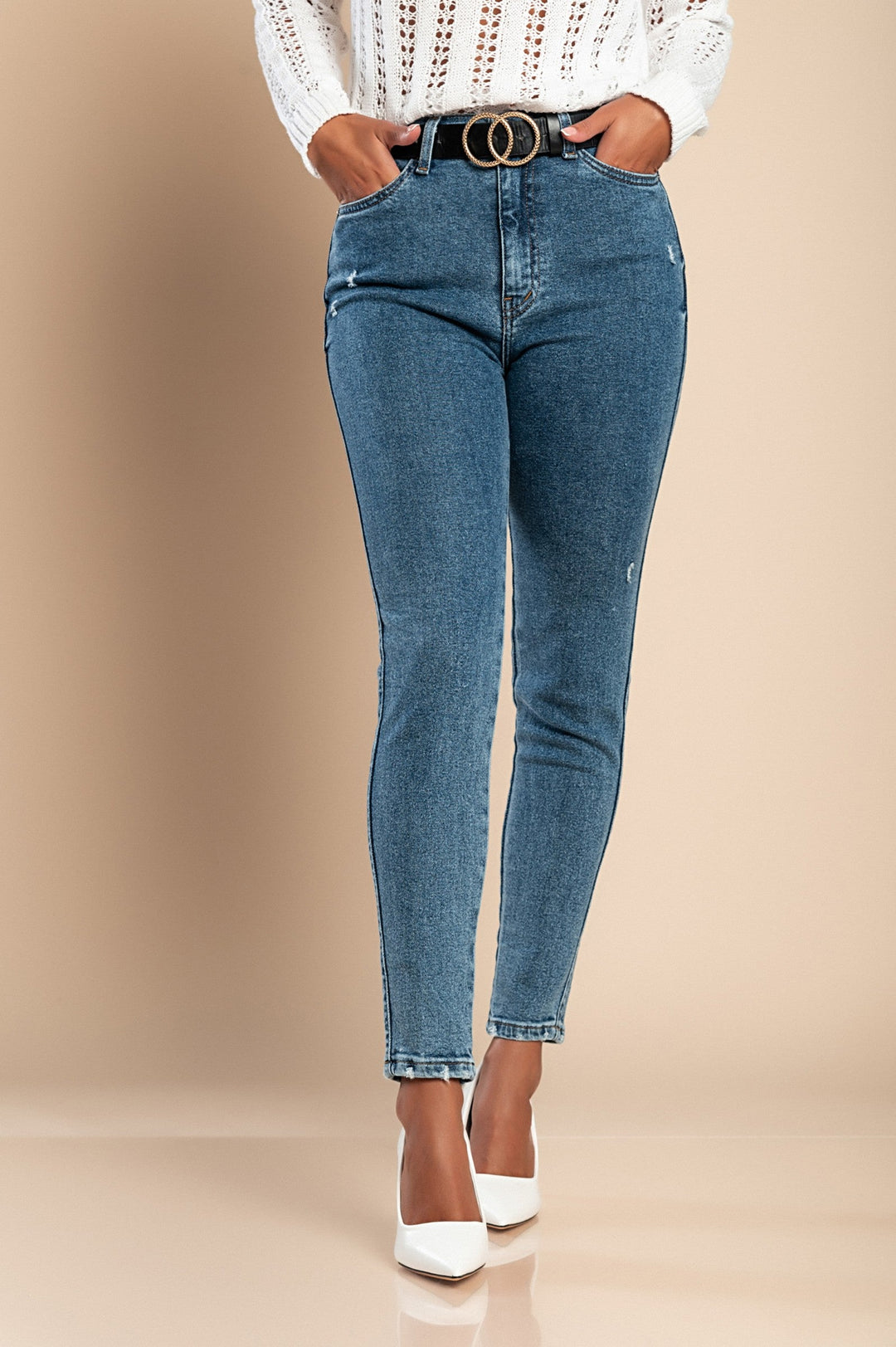 Elastic Skinny Jeans - Blue