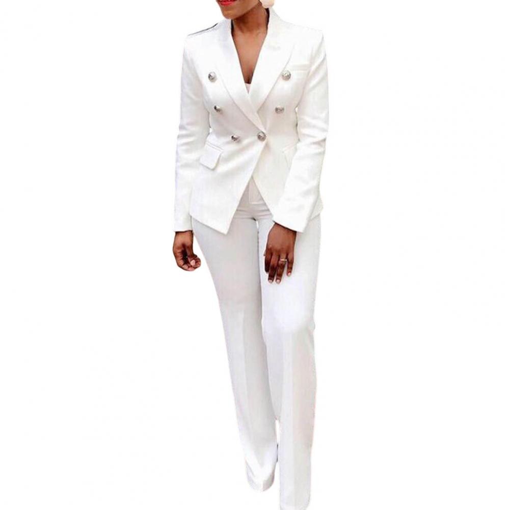 2Pcs/Set Formal Women Blazer Pants Set Office Lady Double Breasted