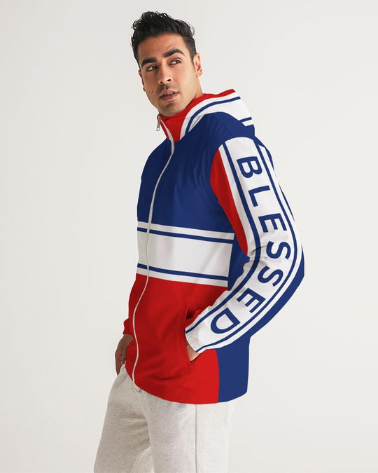 Mens Lightweight Windbreaker Jacket with Hood and Zipper Closure -