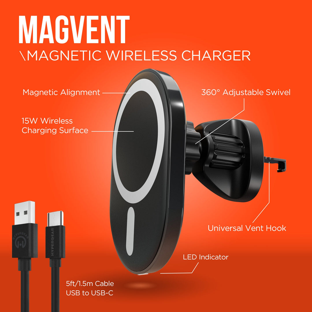 HyperGear MagVent Wireless Car Charging Mount for iPhone 13 (15454-HYP