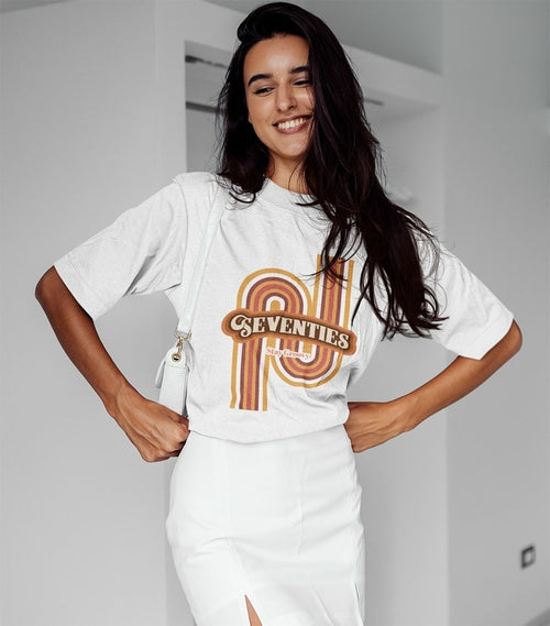 Womens Retro 70's Cotton T-Shirt.