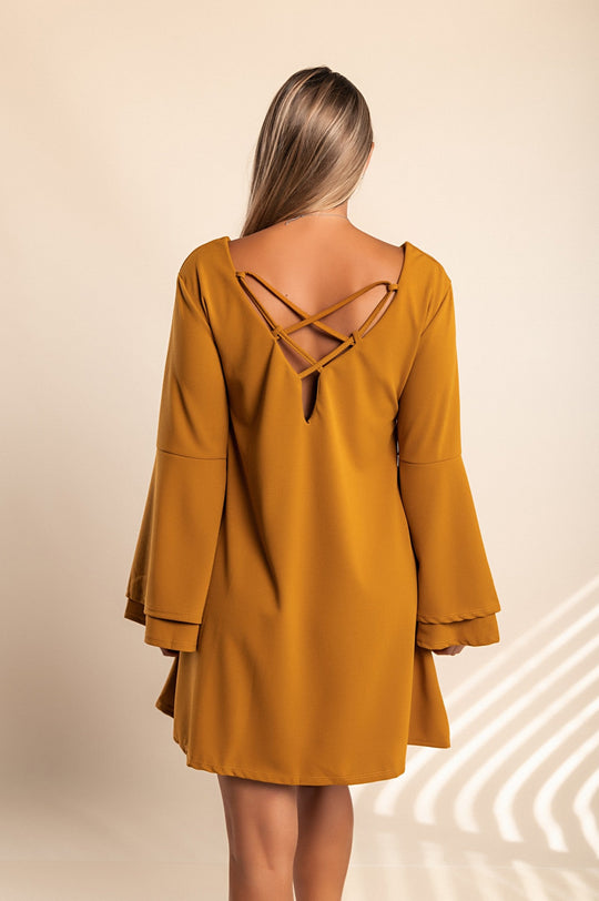 WOMEN DRESS RANIA - MUSTARD