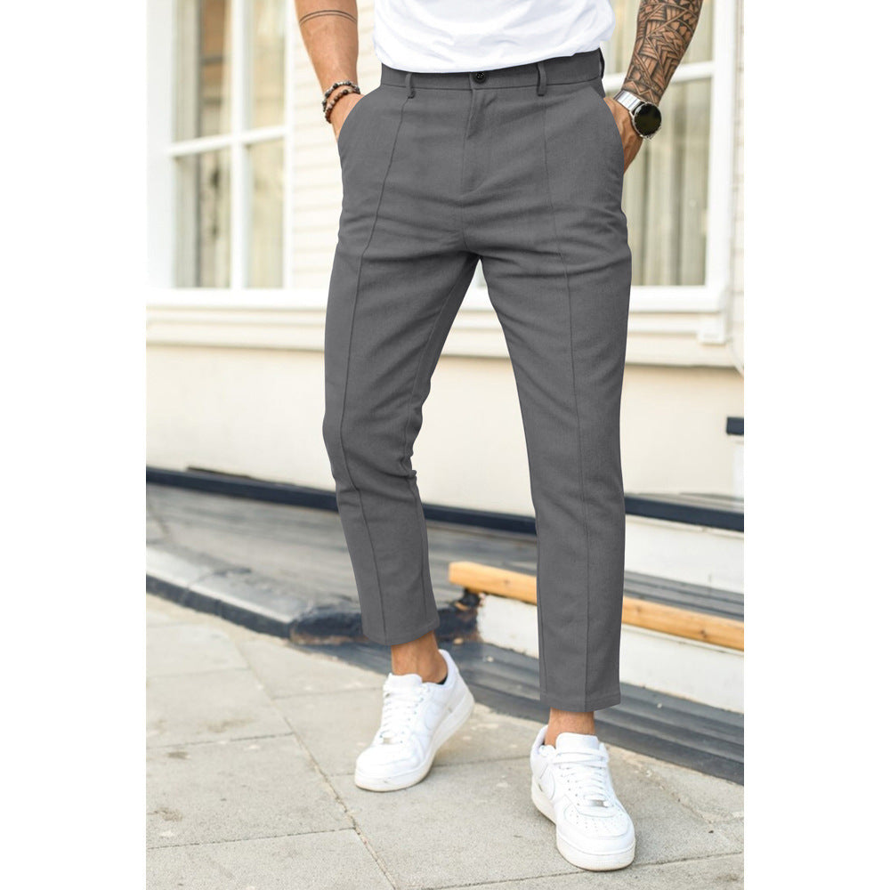 Men'S Double Fold Line  Casual Suit Pants