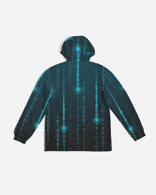 Mens Hooded Windbreaker - Blue Water Resistant Jacket - Jjxg0x