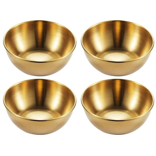 4pcs 2pcs Stainless Steel Golden Sauce Dishes Appetizer Seasoning