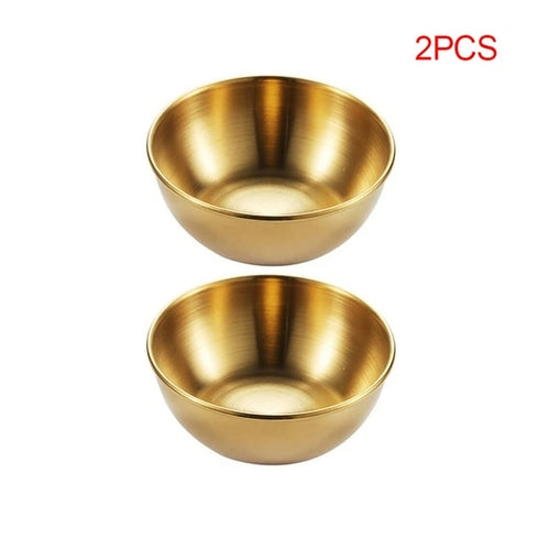 4pcs 2pcs Stainless Steel Golden Sauce Dishes Appetizer Seasoning