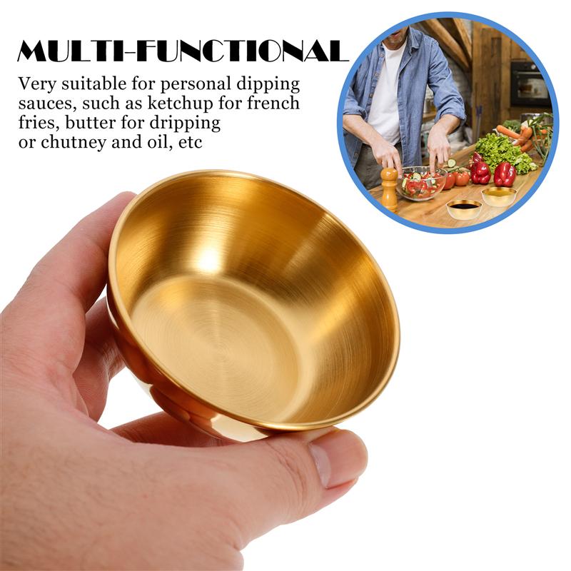 4pcs 2pcs Stainless Steel Golden Sauce Dishes Appetizer Seasoning