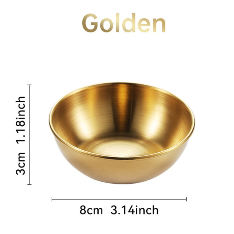 4pcs 2pcs Stainless Steel Golden Sauce Dishes Appetizer Seasoning
