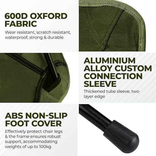 Low Back Ultralight Folding Camping Chairs With Storage Pouch - Army