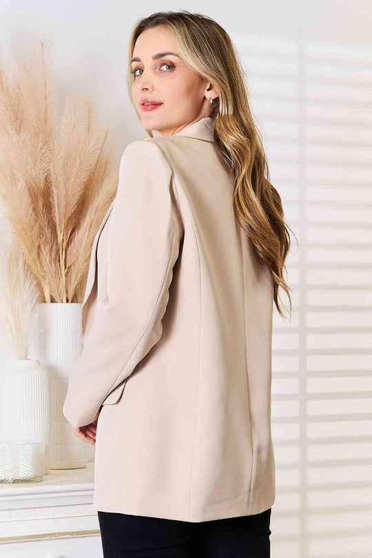 Double Take Shawl Collar Long Sleeve Blazer – Elegant & Versatile Women's Outerwear