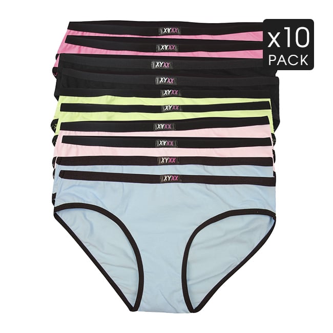 10 Womens Cotton Bikini Brief  Panties Mix Colour Pack
