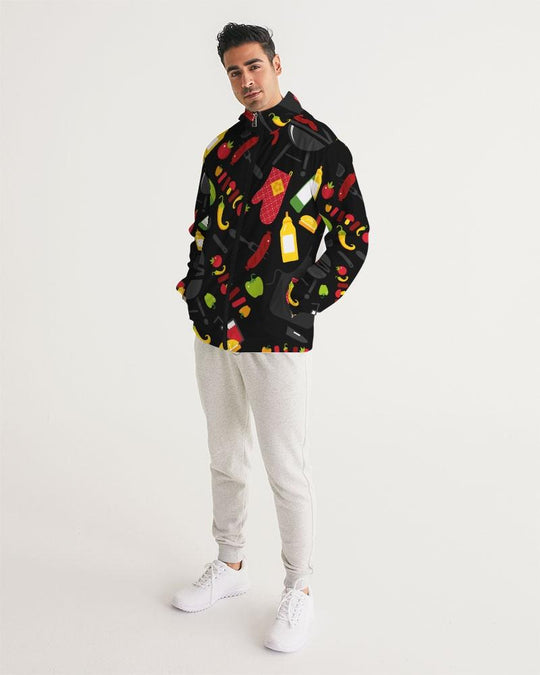 Mens Lightweight Windbreaker Jacket with Hood and Zipper Closure - Bbq