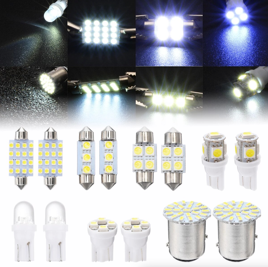 14Pcs T10 36mm LED Interior Car Accessories Kit Map Dome License Plate