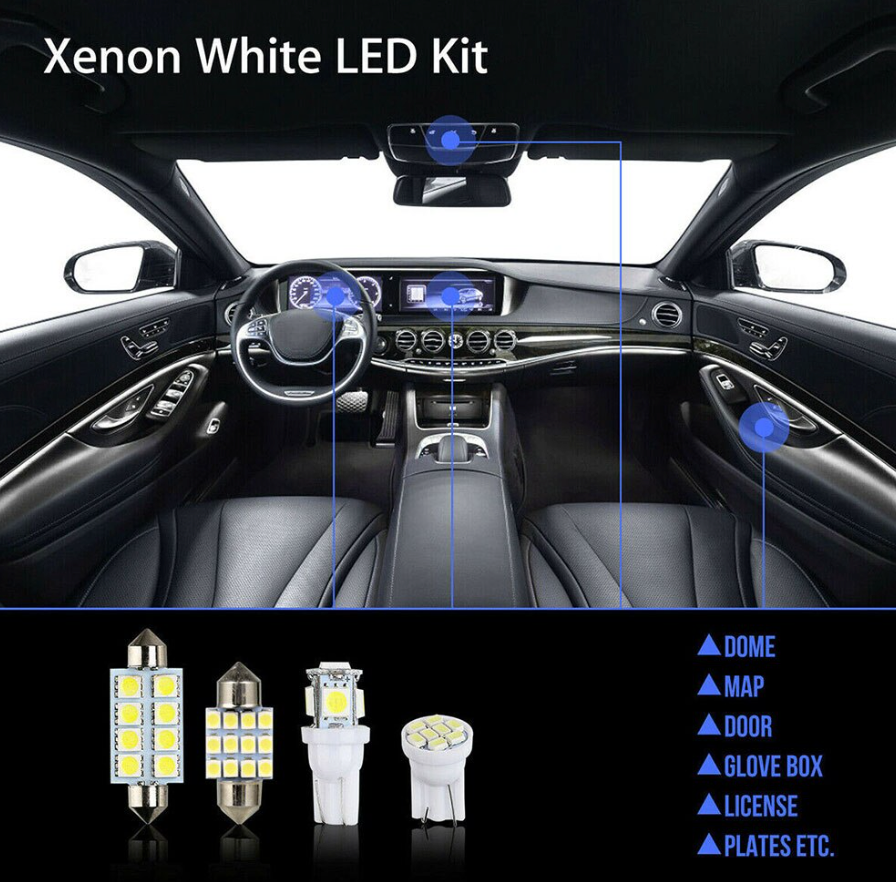14Pcs T10 36mm LED Interior Car Accessories Kit Map Dome License Plate