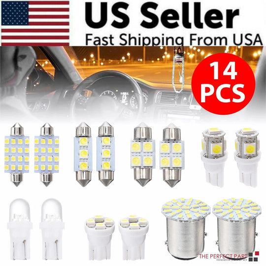14Pcs T10 36mm LED Interior Car Accessories Kit Map Dome License Plate