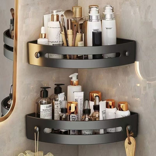 Set of 2 NoDrill Corner Bathroom Storage Shelves
