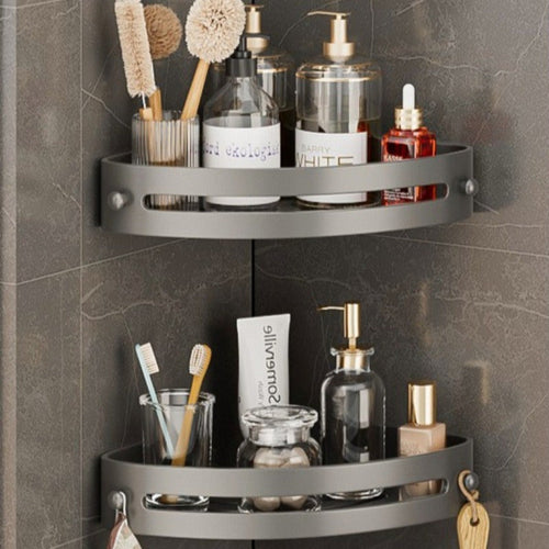 Set of 2 NoDrill Corner Bathroom Storage Shelves