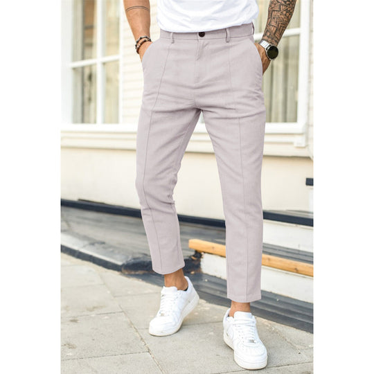 Men'S Double Fold Line  Casual Suit Pants