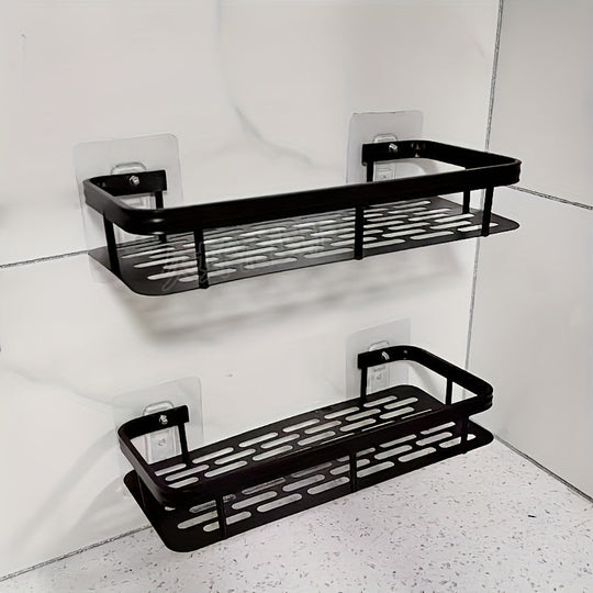 NoDrill Black Aluminum Shower Caddies  High Capacity Organizer