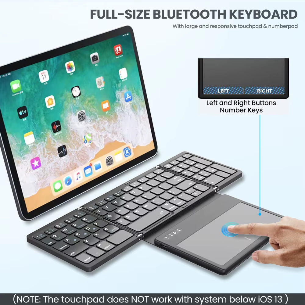 Portable Quadruple Folding Wireless Bluetooth Keyboard 