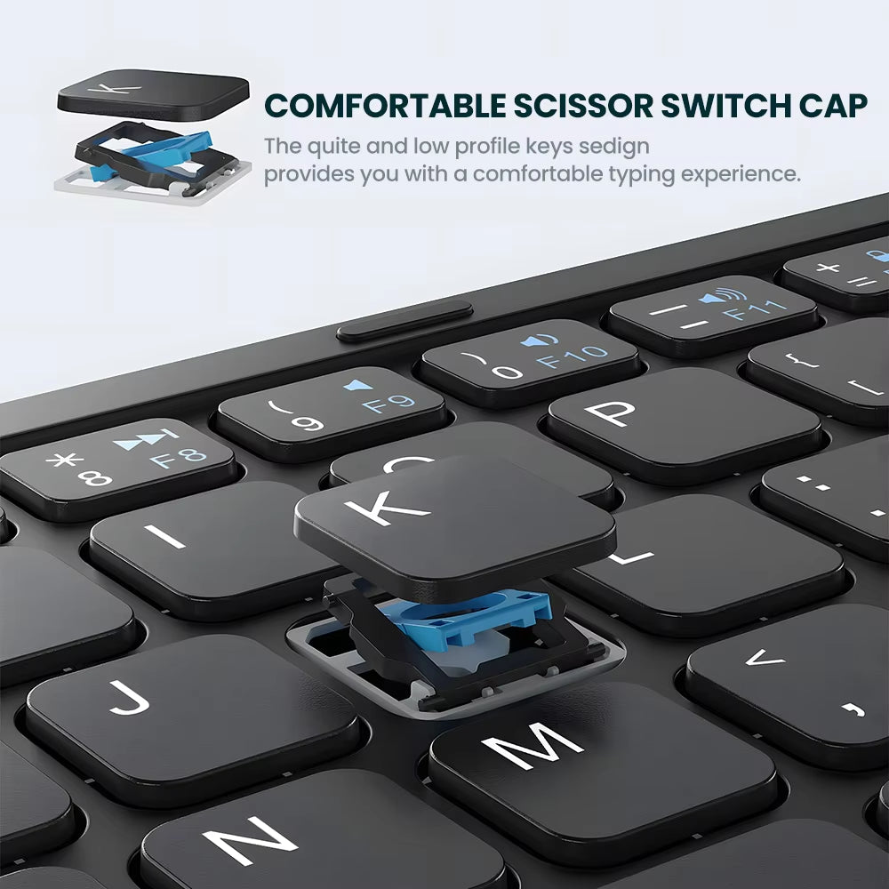 Portable Quadruple Folding Wireless Bluetooth Keyboard 