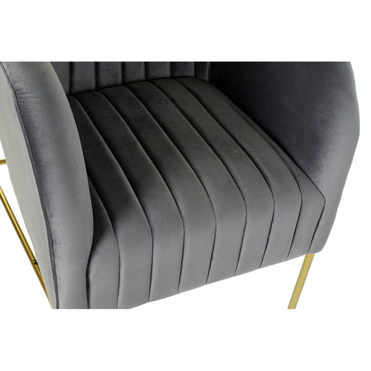 Armchair DKD Home Decor 8424001802135 Grey Golden Metal Polyester (70