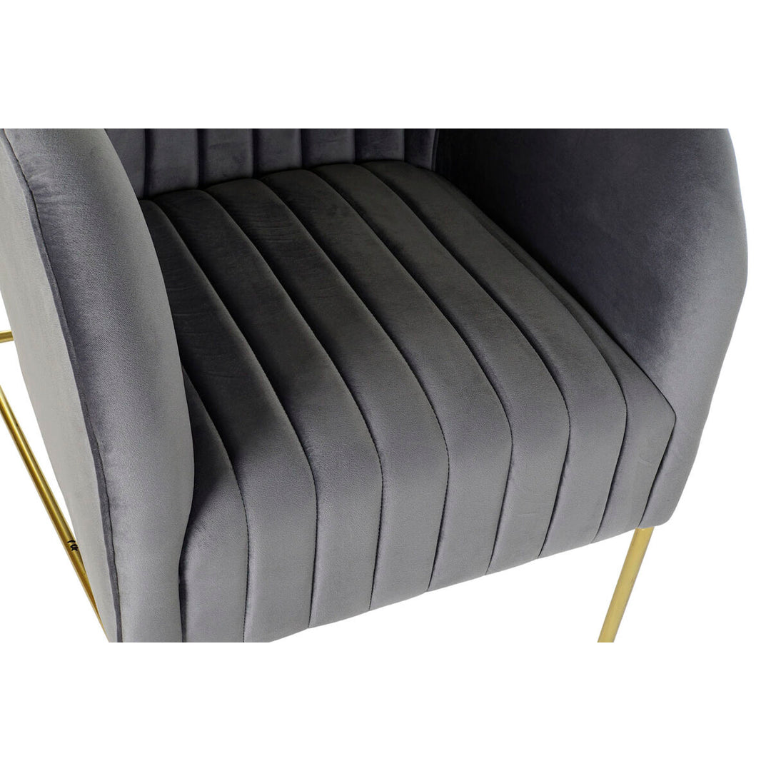 Armchair DKD Home Decor 8424001802135 Grey Golden Metal Polyester (70
