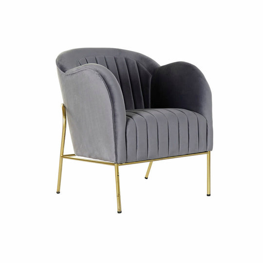 Armchair DKD Home Decor 8424001802135 Grey Golden Metal Polyester (70