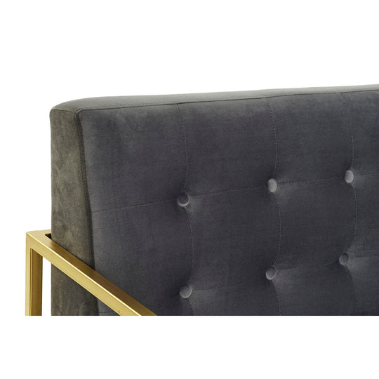 Sofa DKD Home Decor Grey Polyester Metal Golden Glam (128 x 70 x 76