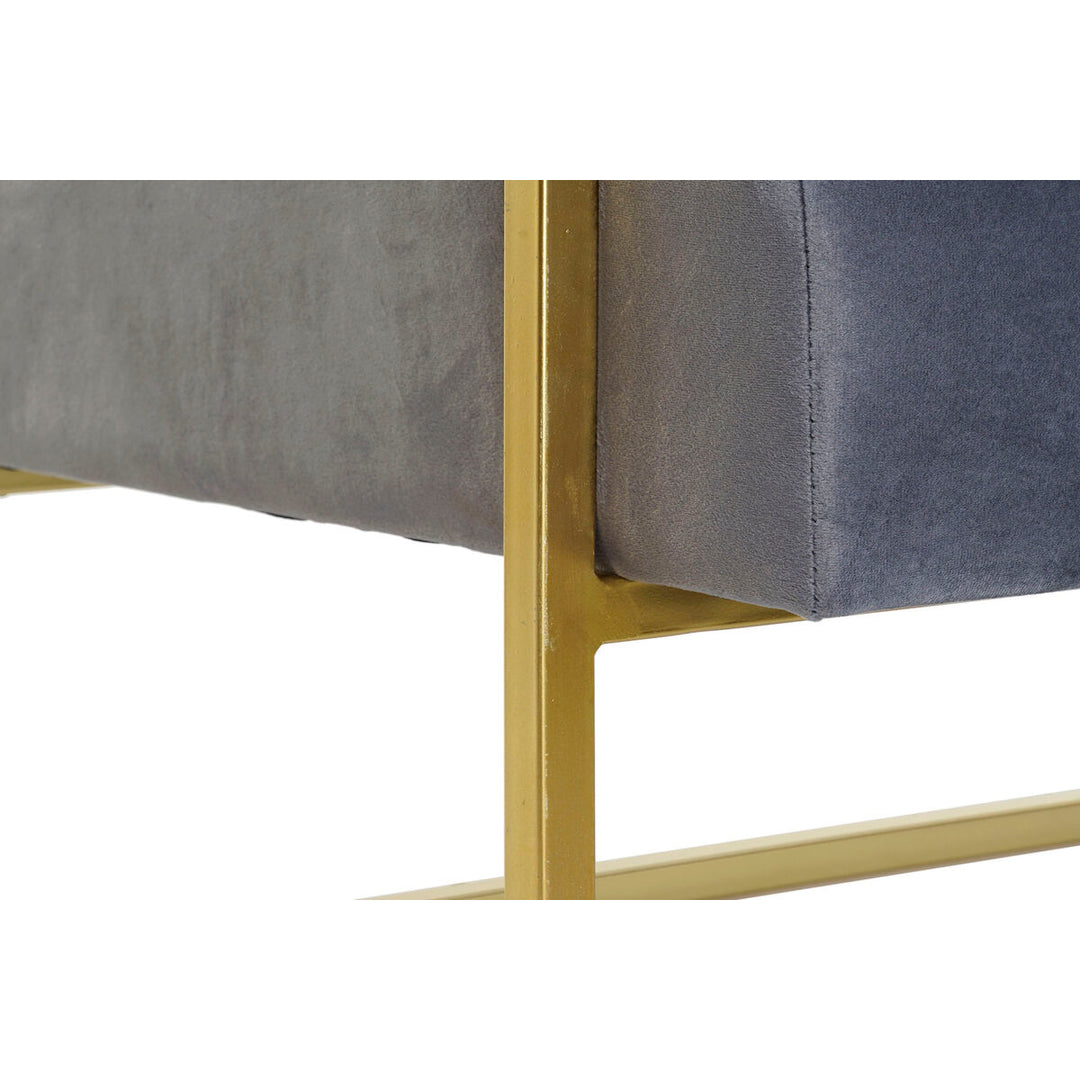 Sofa DKD Home Decor Grey Polyester Metal Golden Glam (128 x 70 x 76