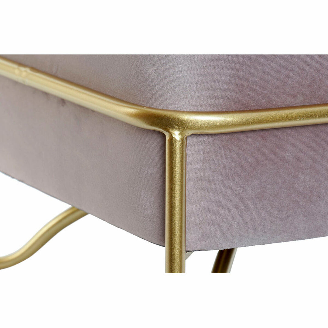Bench DKD Home Decor   Foam Pink Golden Metal Polyester Velvet MDF