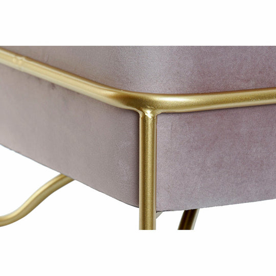 Bench DKD Home Decor   Foam Pink Golden Metal Polyester Velvet MDF