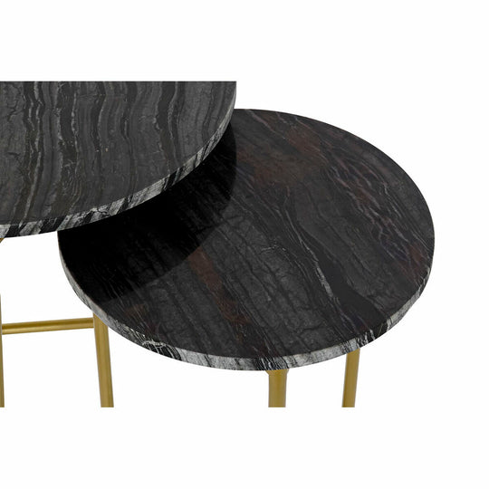 Set of 2 small tables DKD Home Decor Black Golden 40 x 40 x 45 cm