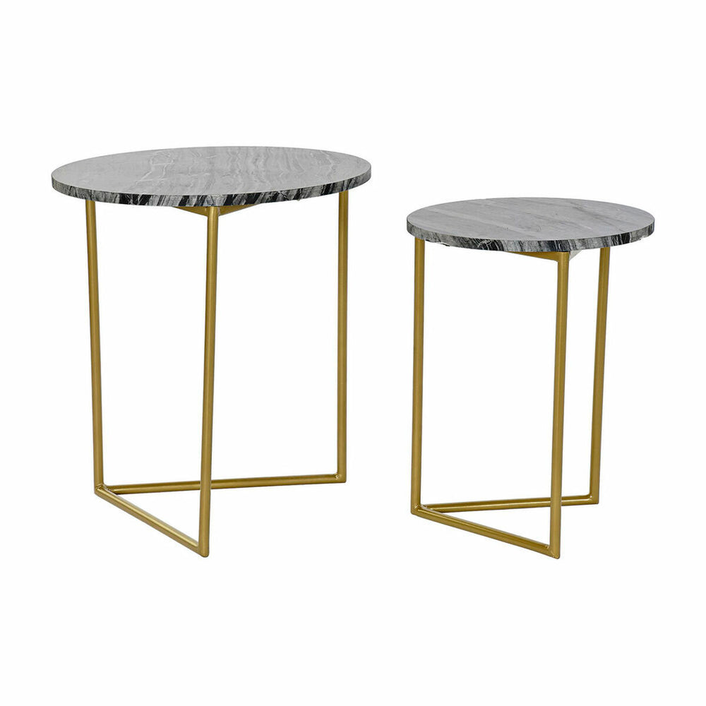 Set of 2 small tables DKD Home Decor Black Golden 40 x 40 x 45 cm