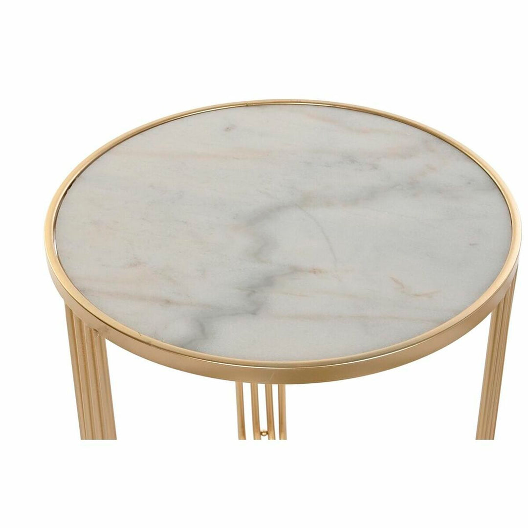 Set of 2 tables DKD Home Decor White Golden 47,5 x 47,5 x 56 cm