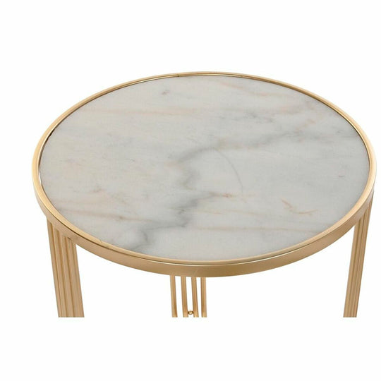 Set of 2 tables DKD Home Decor White Golden 47,5 x 47,5 x 56 cm