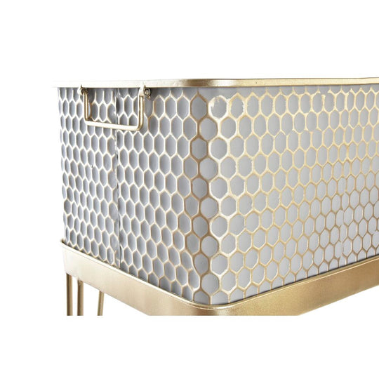 Set of planters DKD Home Decor Grey Golden Metal Arab (40,5 x 31 x 76