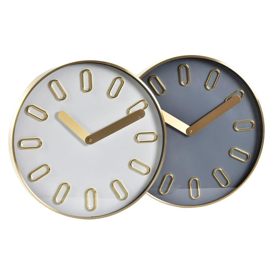 Wall Clock DKD Home Decor 35,5 x 4,2 x 35,5 cm Crystal Grey Golden