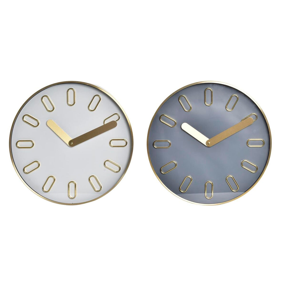 Wall Clock DKD Home Decor 35,5 x 4,2 x 35,5 cm Crystal Grey Golden