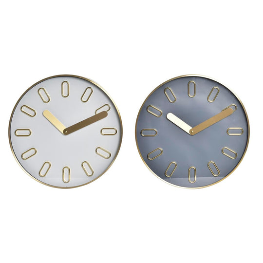 Wall Clock DKD Home Decor 35,5 x 4,2 x 35,5 cm Crystal Grey Golden