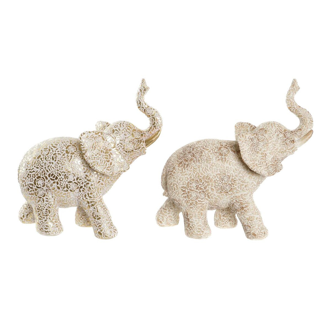Decorative Figure DKD Home Decor Beige Golden Elephant Colonial 25 x