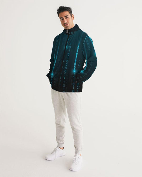 Mens Hooded Windbreaker - Blue Water Resistant Jacket - Jjxg0x