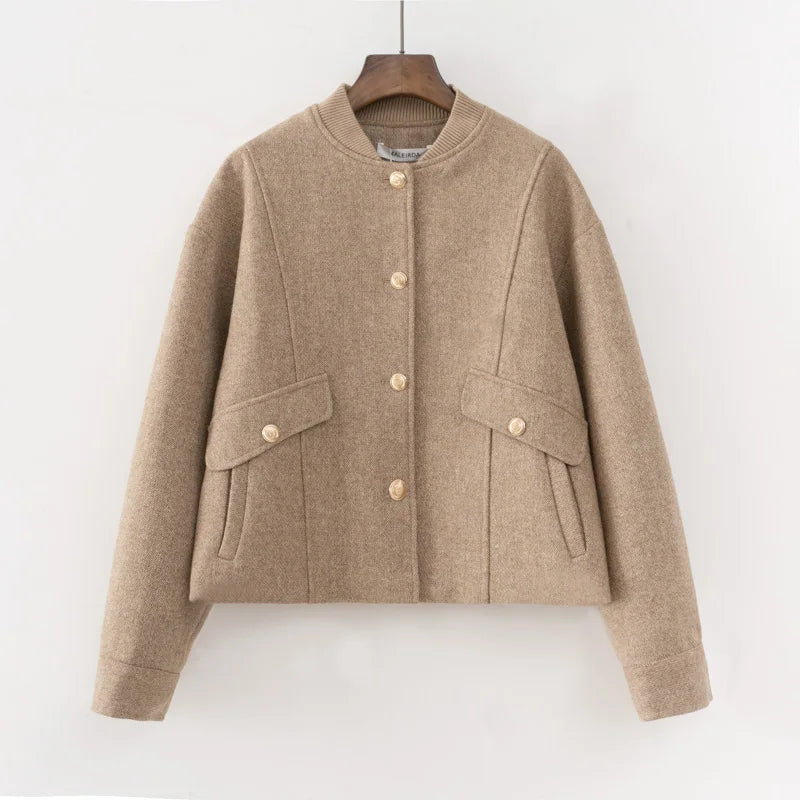 2024 Fall / Autumn New Women Fashion Basic Wool Cropped Jacket Short