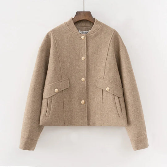 2024 Fall / Autumn New Women Fashion Basic Wool Cropped Jacket Short