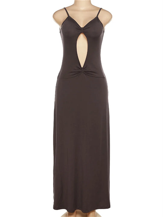 wsevypo Spaghetti Straps Party Long Dress Women High Street Backless