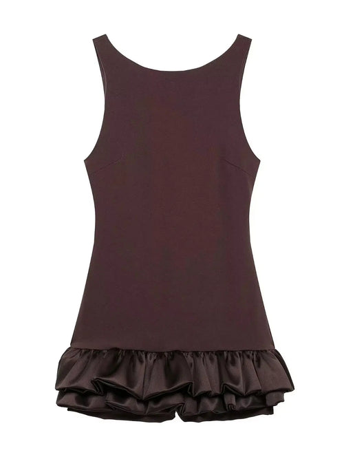 TRAFZA Vintage Chic Red Sexy Women Dress Cami Sleeveless Backless Mini